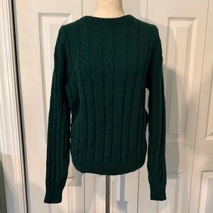 Vintage Timberline Women’s Cable Knit Green Wool Sweater Made in USA Sz M